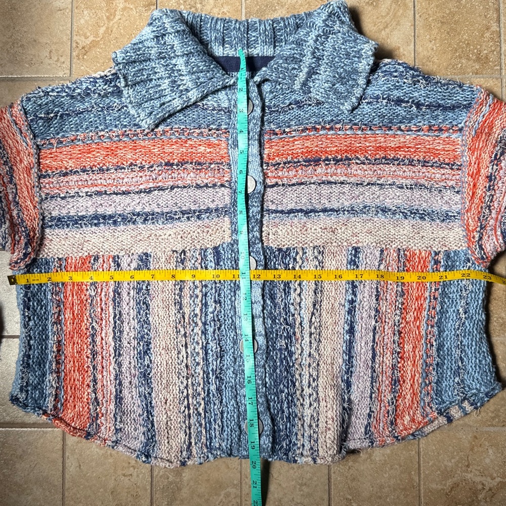 Anthropologie Pilcro Embroidered Earth Cardigan Crop Sweater Iconic World Soft M - Picture 11 of 17